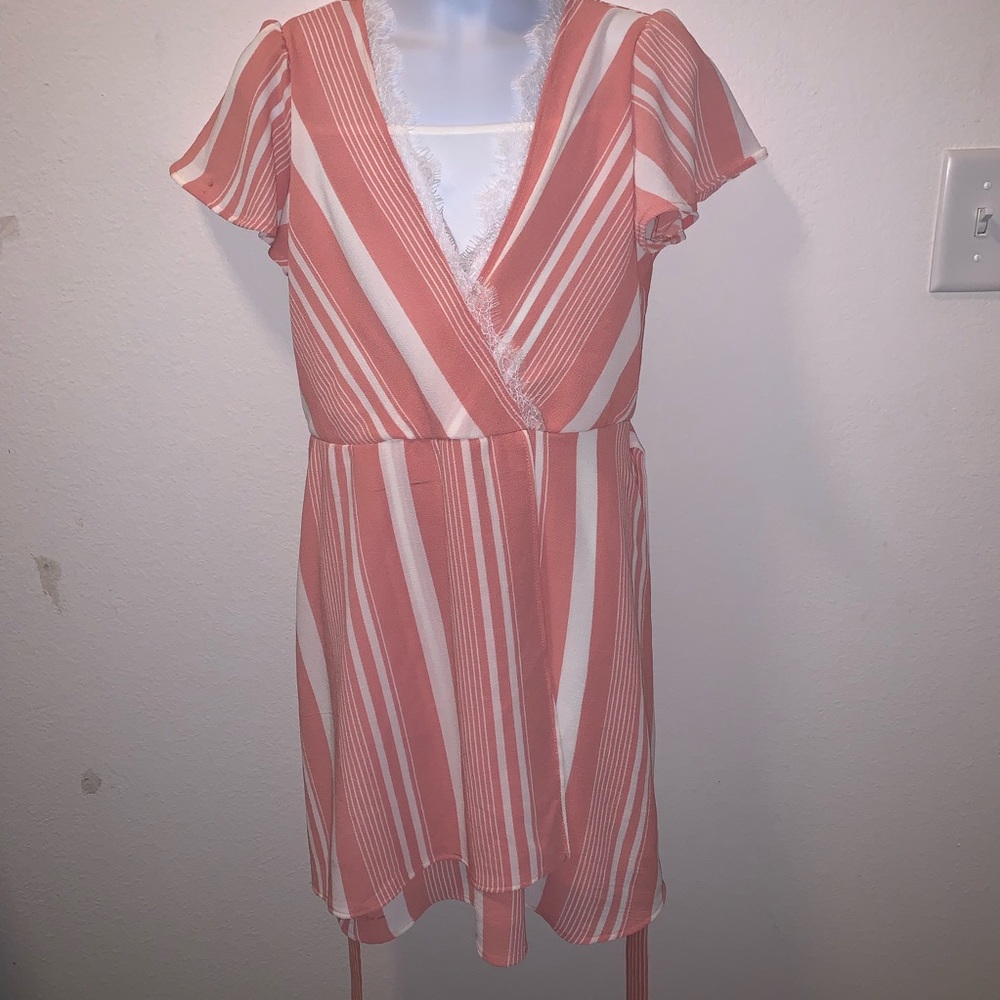 Monteau Girl Pink/White Striped Dress